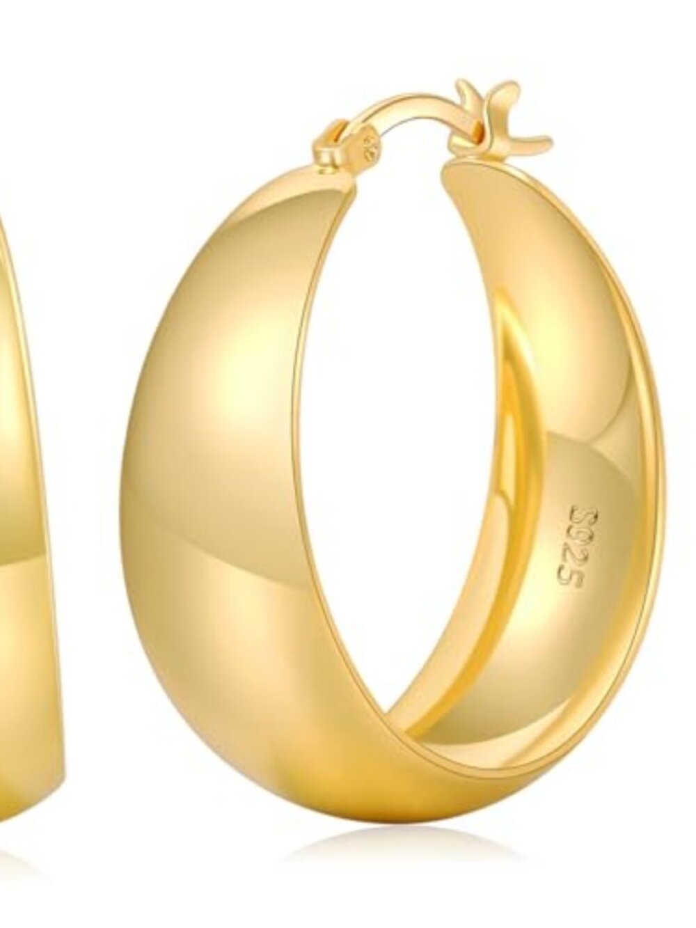 Senteria 12mm Wide Thick Sterling Silver Hoop Earrings Hypoallergenic